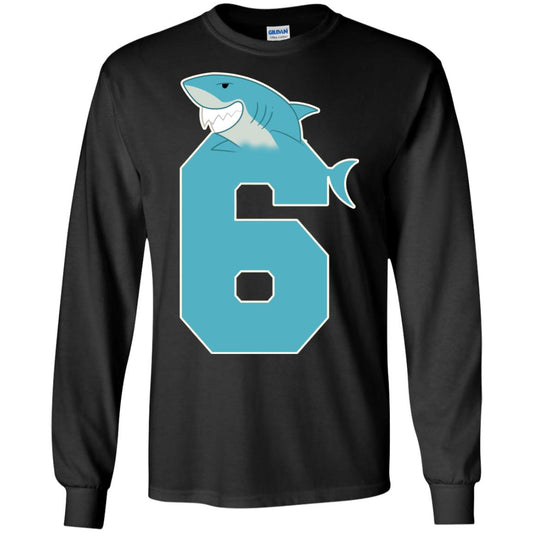 6th Birthday Shark Party Shirt Black