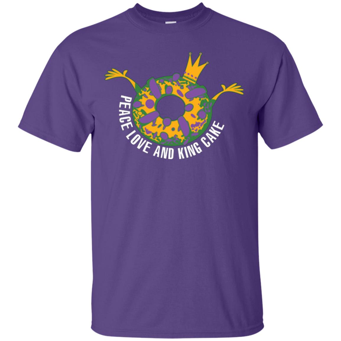 Mardi Gras T-shirt Peace Love And King Cake Purple