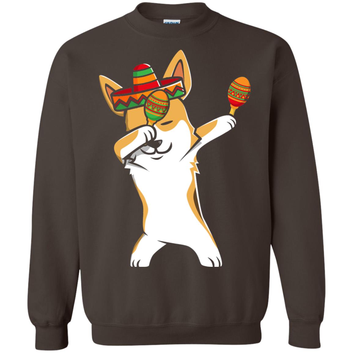 Dabbing Corgi Funny Cinco De Mayo T-shirt Dark Chocolate