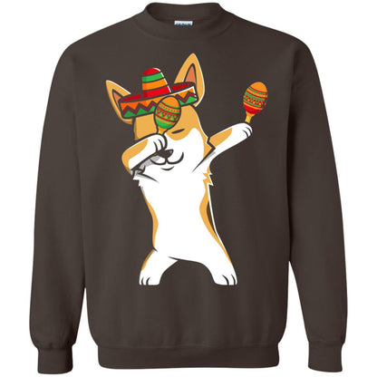 Dabbing Corgi Funny Cinco De Mayo T-shirt Dark Chocolate