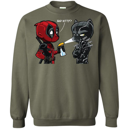 Deadpool Black Panther Bad Kitty Film Lover T-shirt Military Green