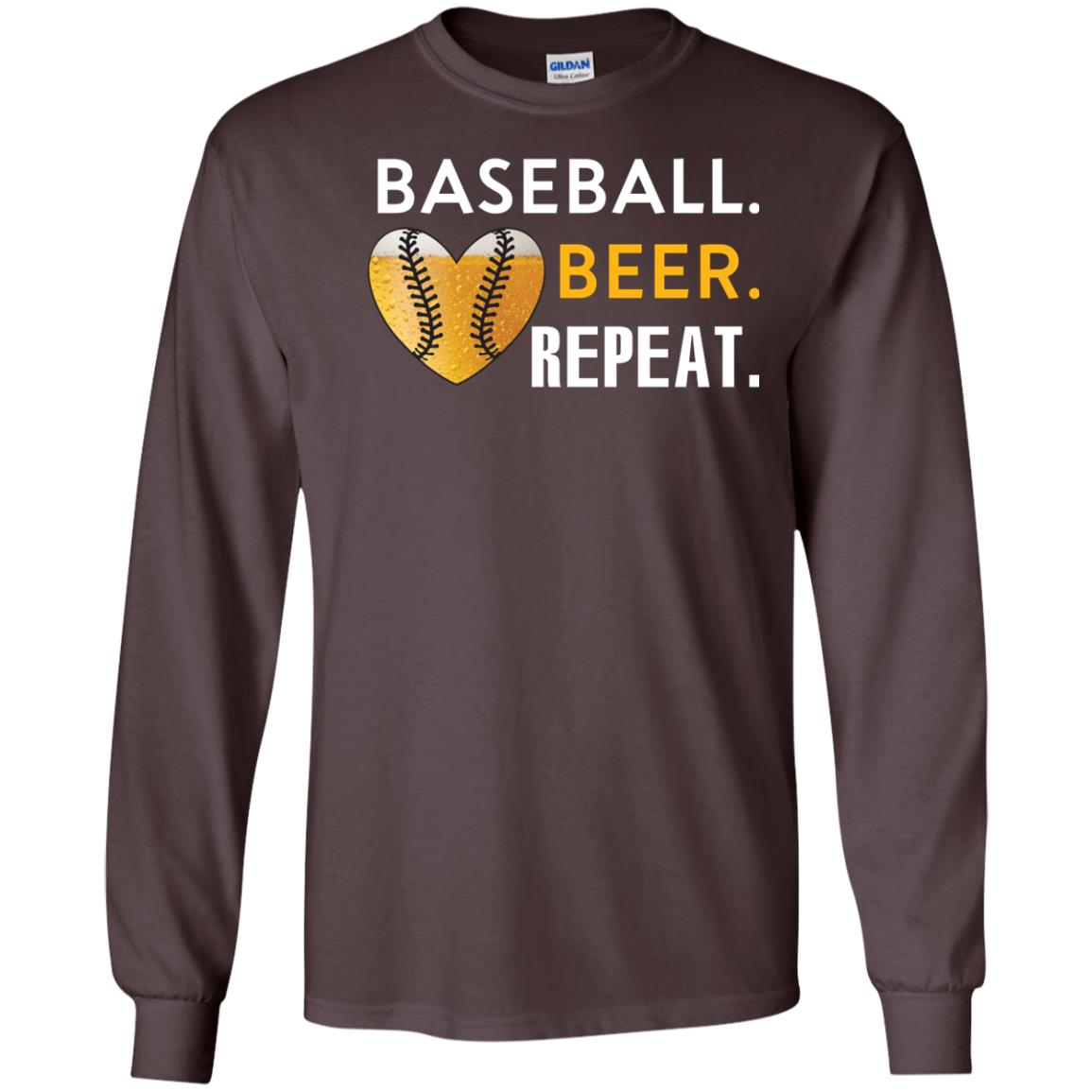 Baseball Lover T-shirt Beer Repeat Dark Chocolate