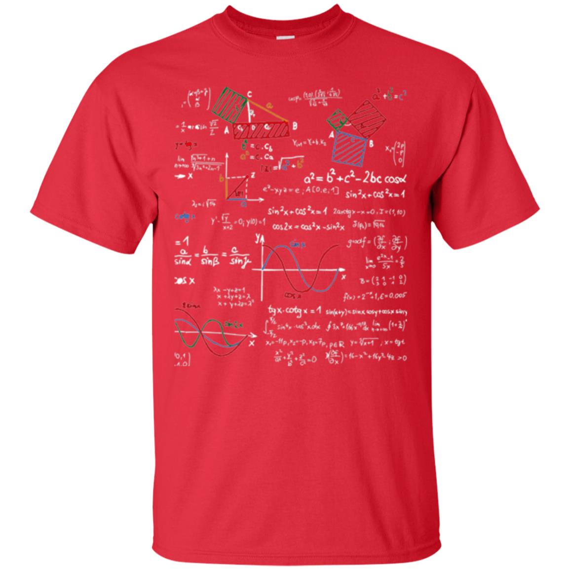 Math Lover T-shirt Formulas Cheat Sheet Red