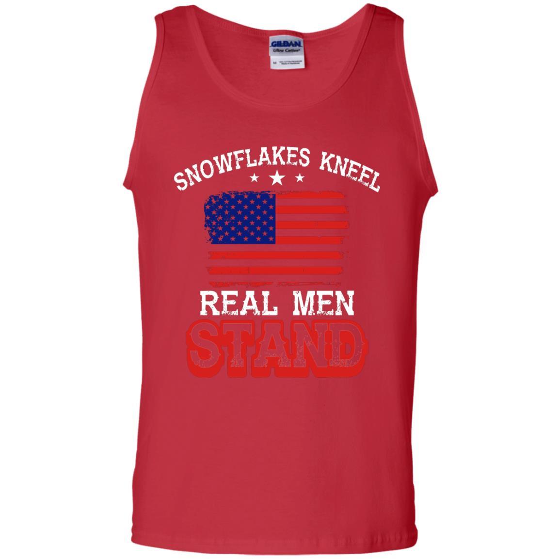 Military T-shirt Snowflakes Kneel Real Men Stand Red