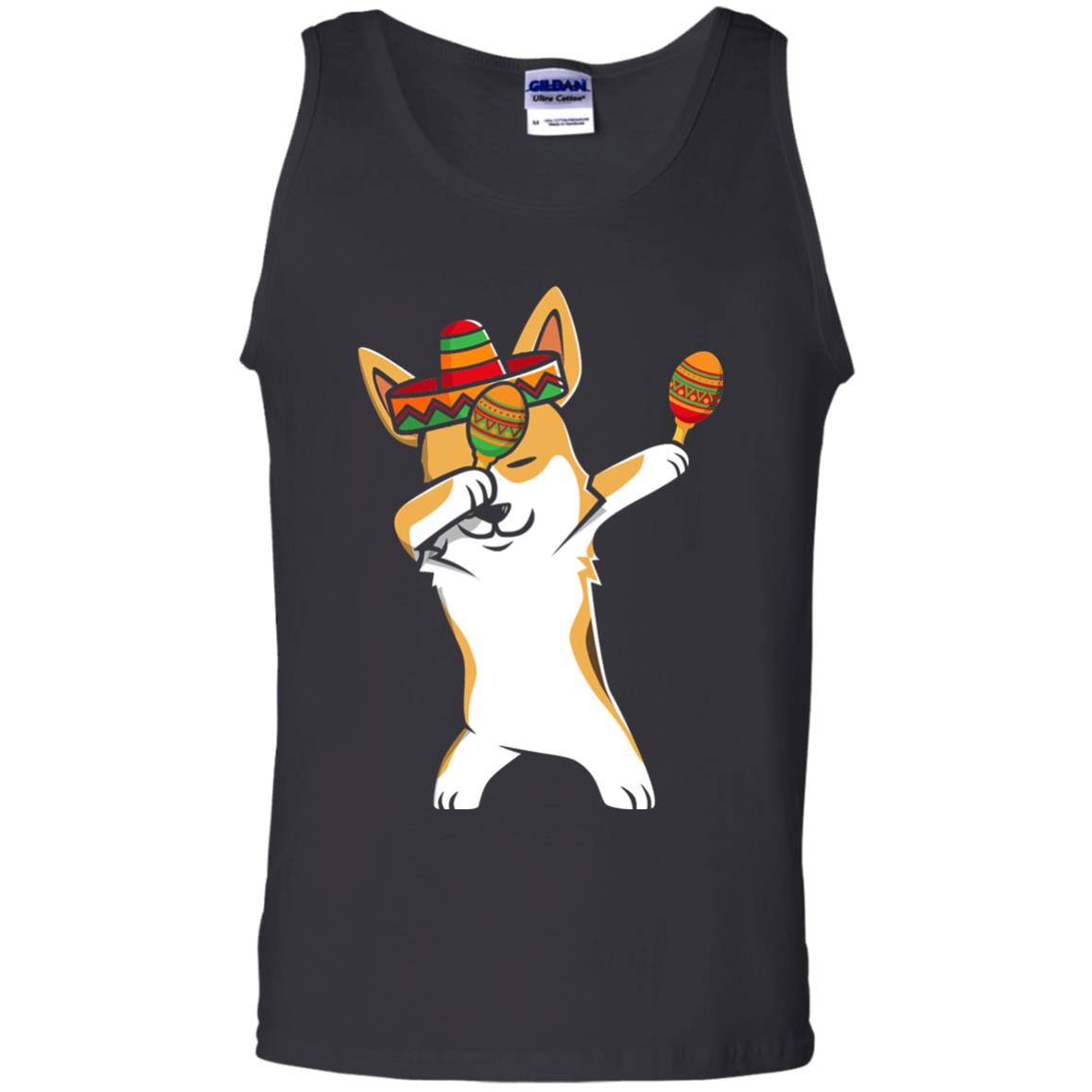 Dabbing Corgi Funny Cinco De Mayo T-shirt Black