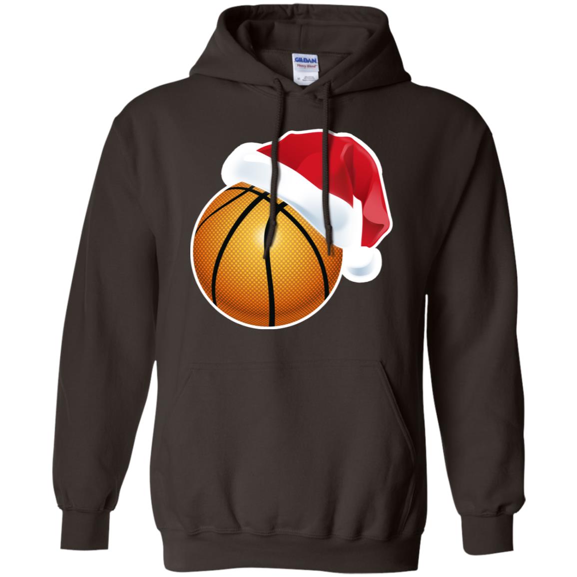Basketball With Santa Claus Hat X-mas Shirt For Basketball Lovers Dark Chocolate