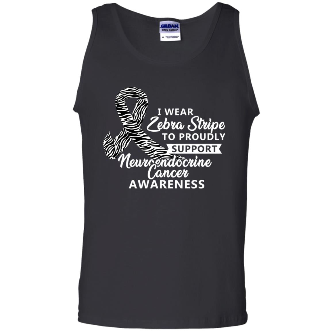 I Wear Zebra Stripe To Proudly Support Neuroendocrine Cancer Awareness Shirt Black