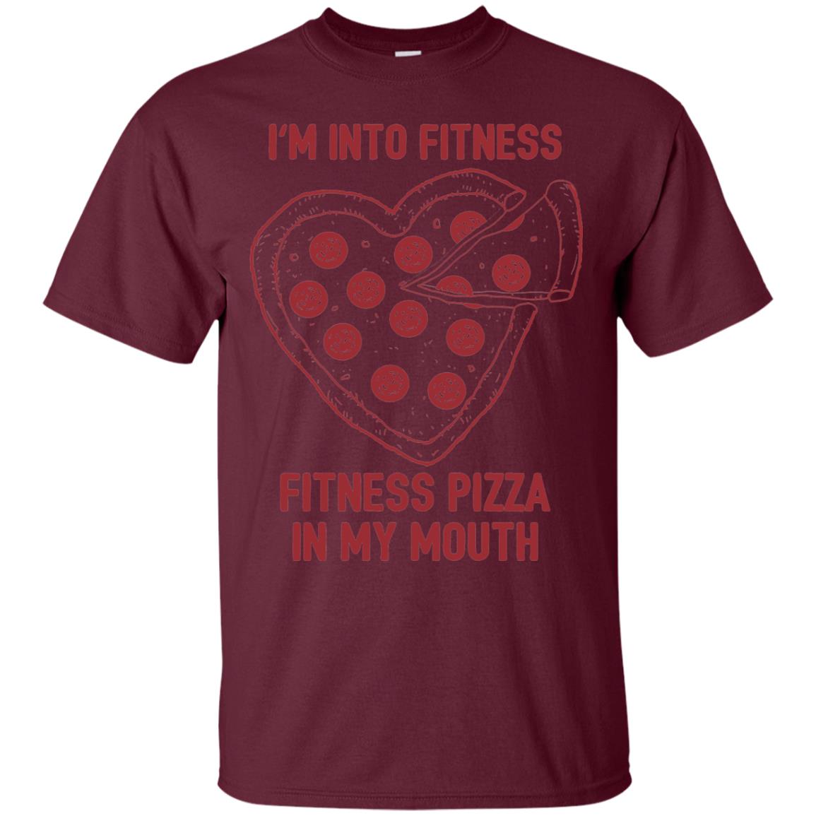 Pizza Lover T-shirt Fitness Pizza In My Mouth Maroon