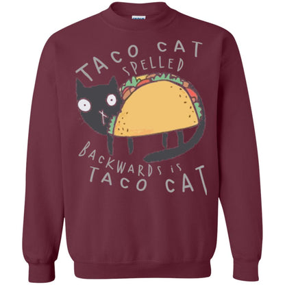 Cat Lovers T-shirt Taco Cat Spelled Backward Is Taco Cat Maroon