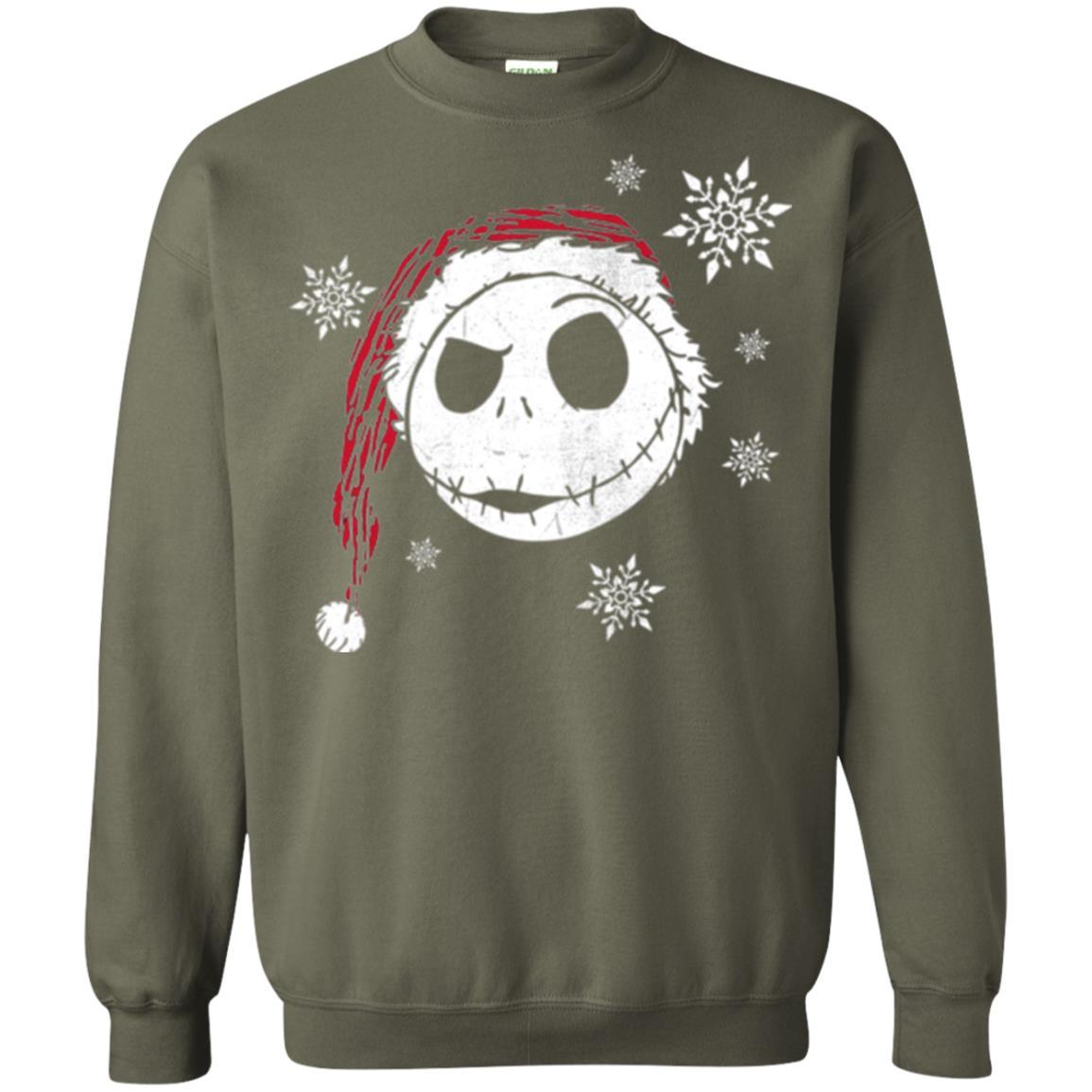 Christmas T-shirt Disney Nightmare Before Christmas Snowflake Military Green