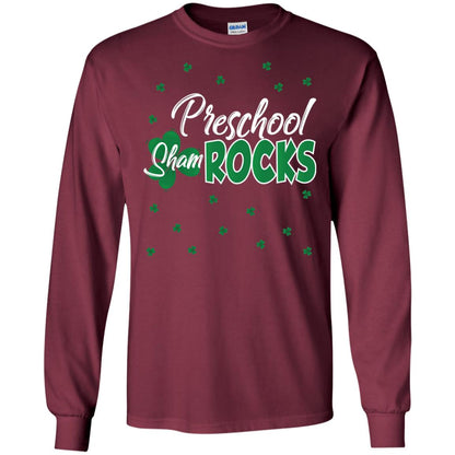 Preschool Shamrocks St. Patrick_s Day School T-shirt Maroon