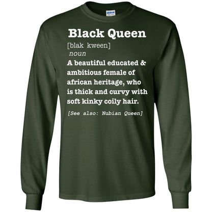 African Pride Melanin Educated T-shirt Black Queen Definition Forest Green