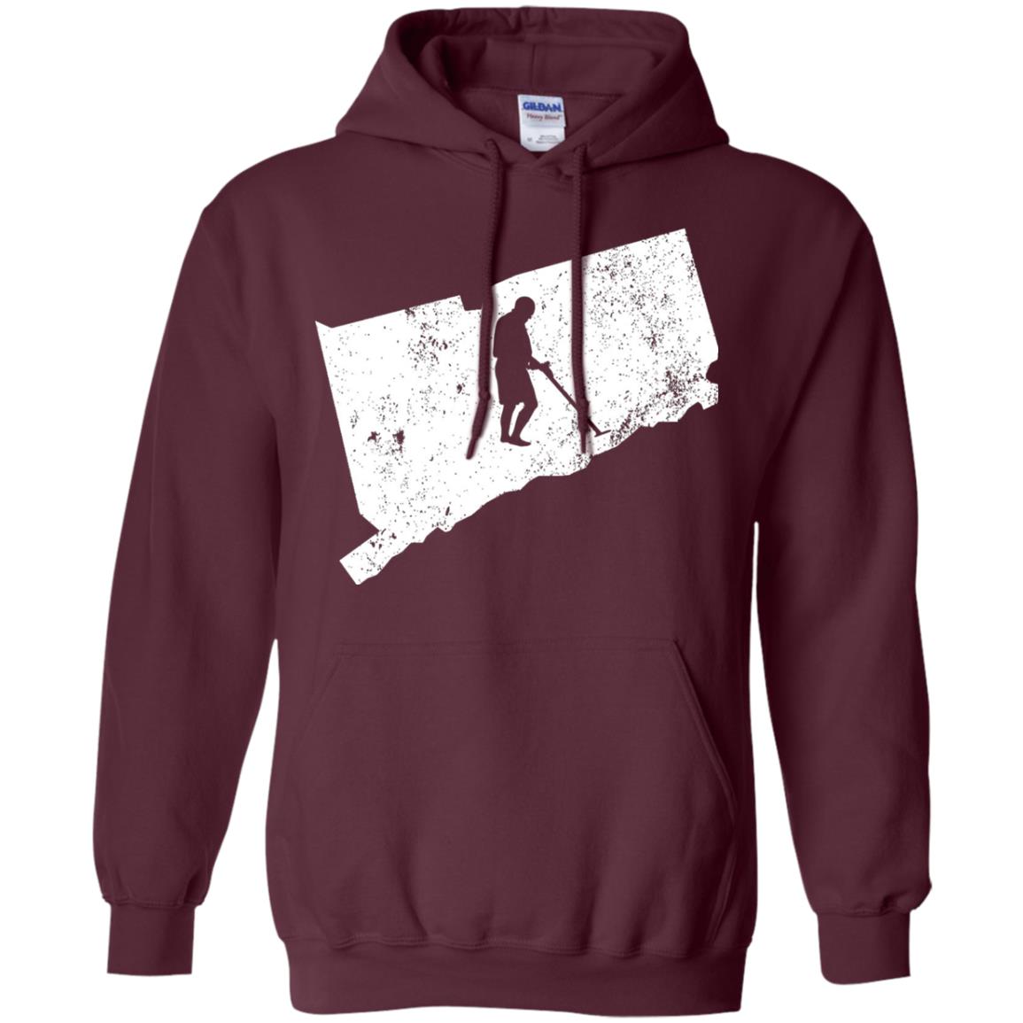 Connecticut Metal Detector Shirt Geocaching Swag Maroon
