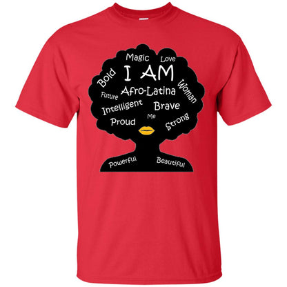 Unisex Bold Afro Latina Proud Black Spanish Culture T-shirt Red