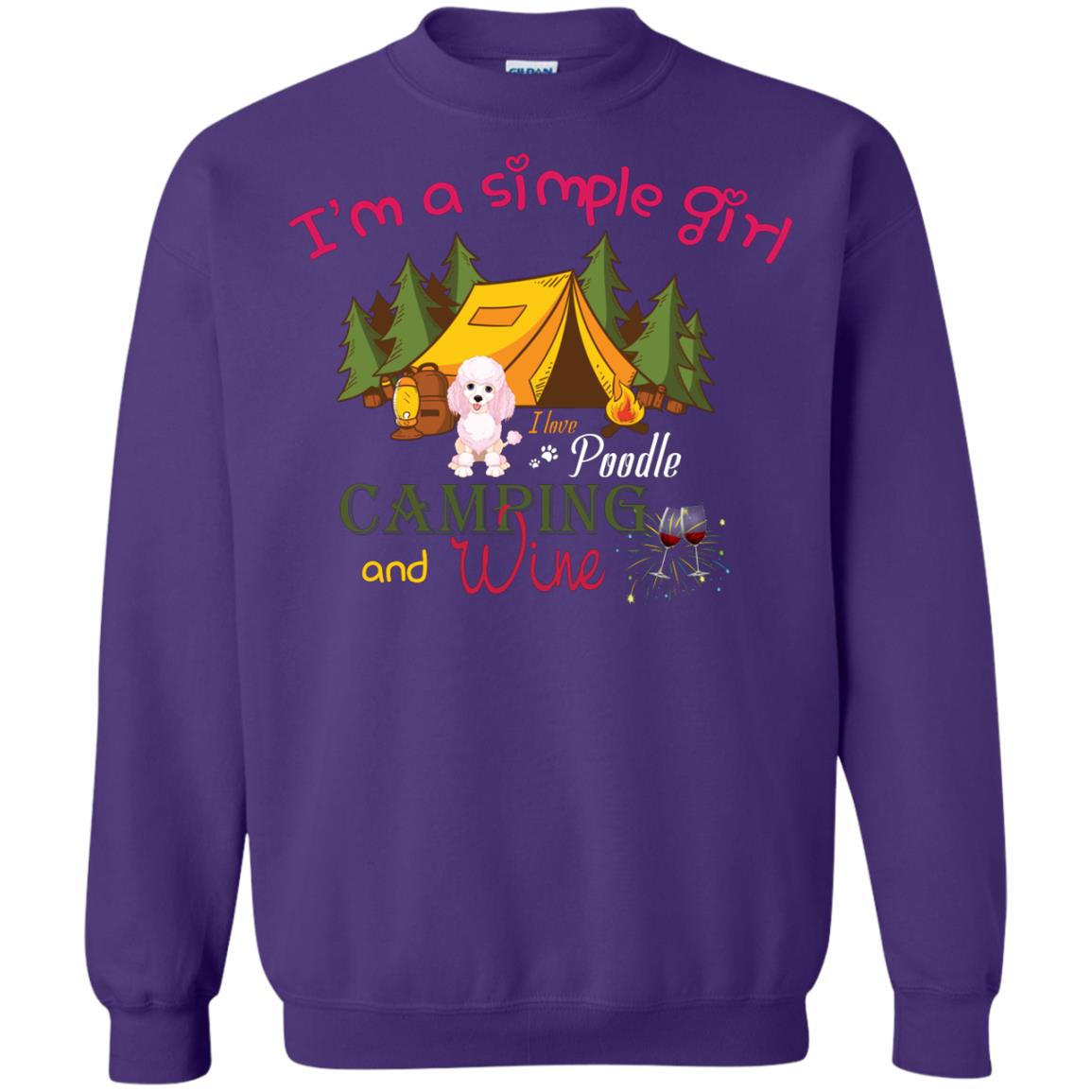 I’m A Simple Girl I Love Poodle Camping And Wine Shirt Purple