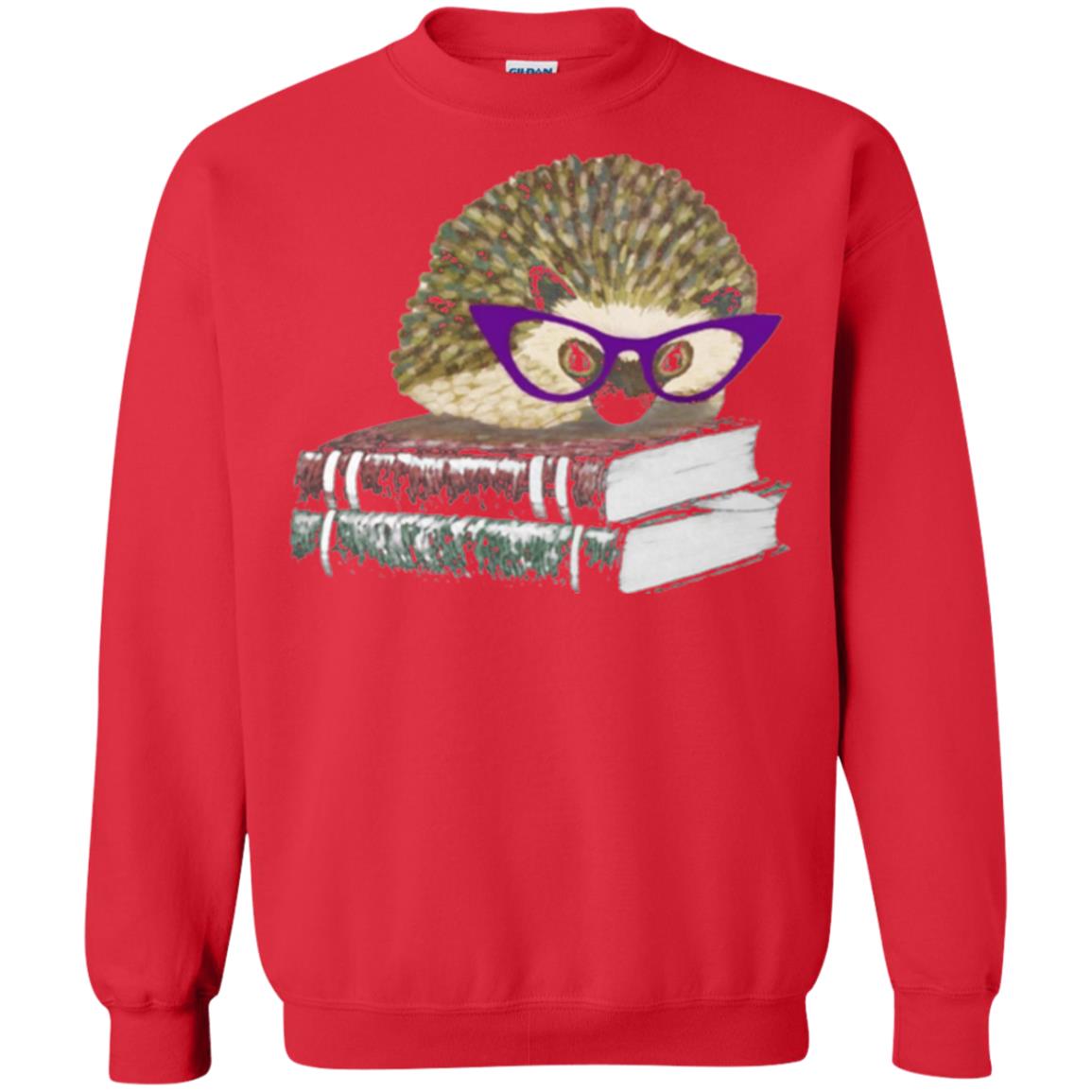 Adorable Hedgehog Book Nerd Gift Shirt Red
