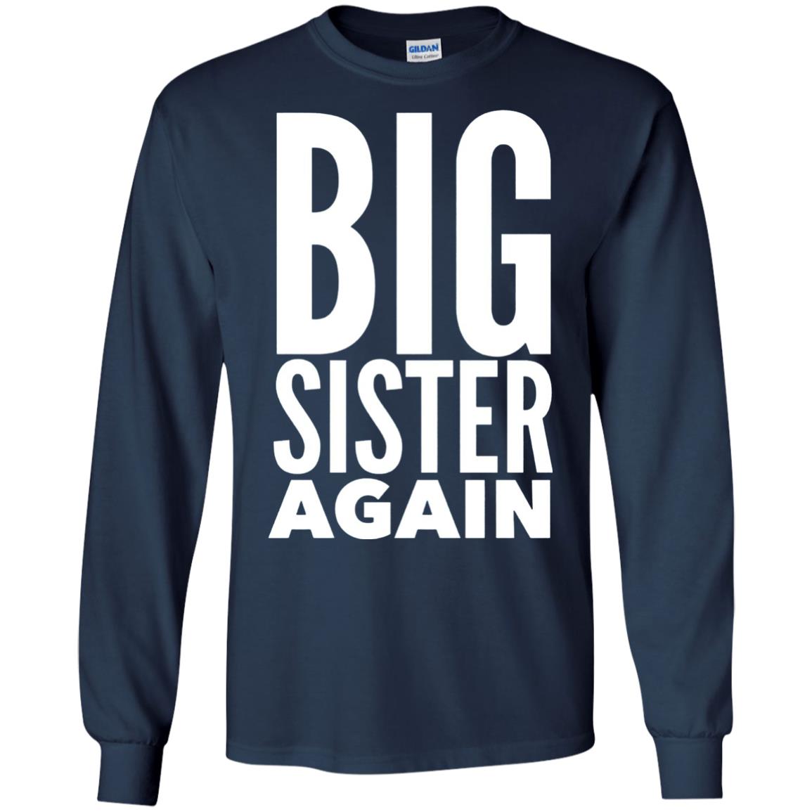 Big Sister Again Sibling Family T-shirt Navy