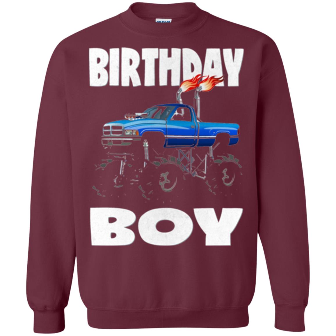 Monster Truck T-shirt Birthday Boy Vintage Maroon