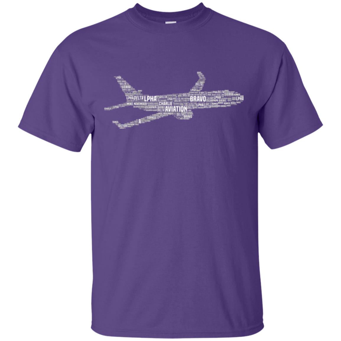 Alphabet Airplane Pilot T-shirt Purple
