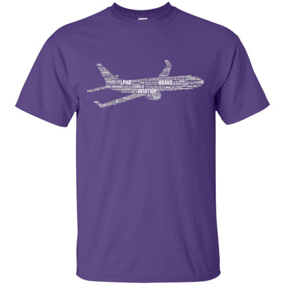 Alphabet Airplane Pilot T-shirt Purple
