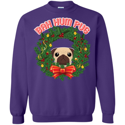 Christmas T-Shirt Bah Hum Pug Purple