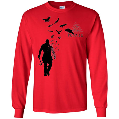 Vikings Axe Ragnar Lothbrok Flock Of Ravens Valhalla Symbol T-shirt Red