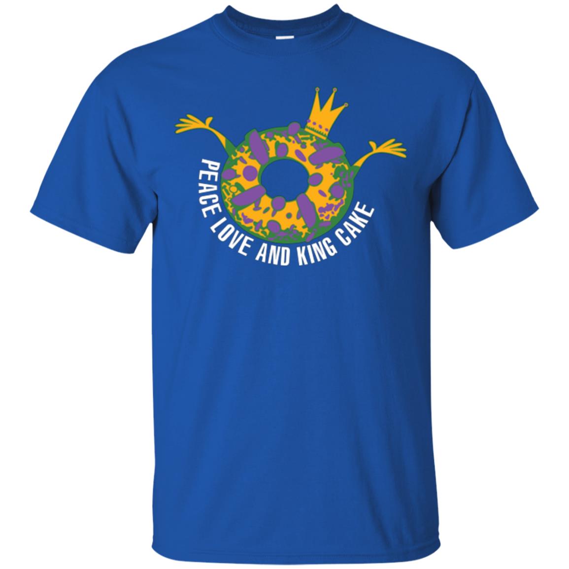 Mardi Gras T-shirt Peace Love And King Cake Royal