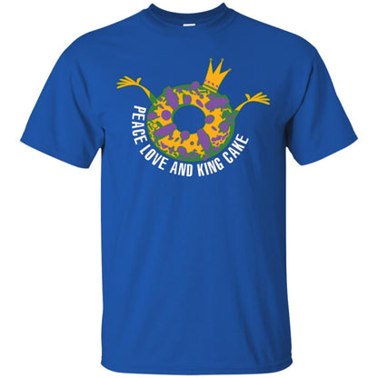 Mardi Gras T-shirt Peace Love And King Cake Royal