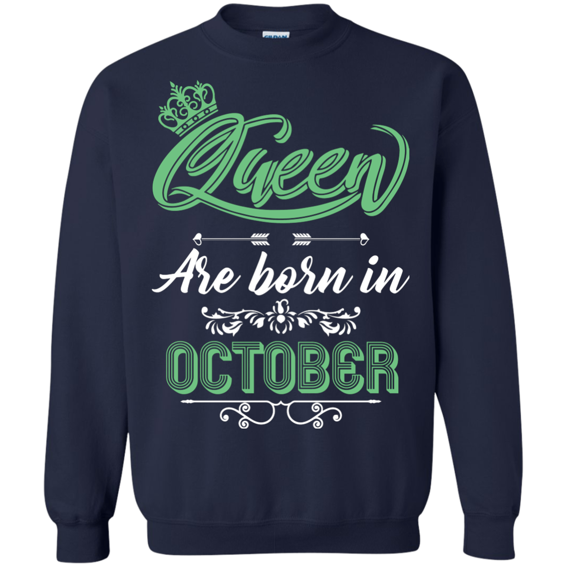 Brithday T-Shirt Queen Are Born In October Navy