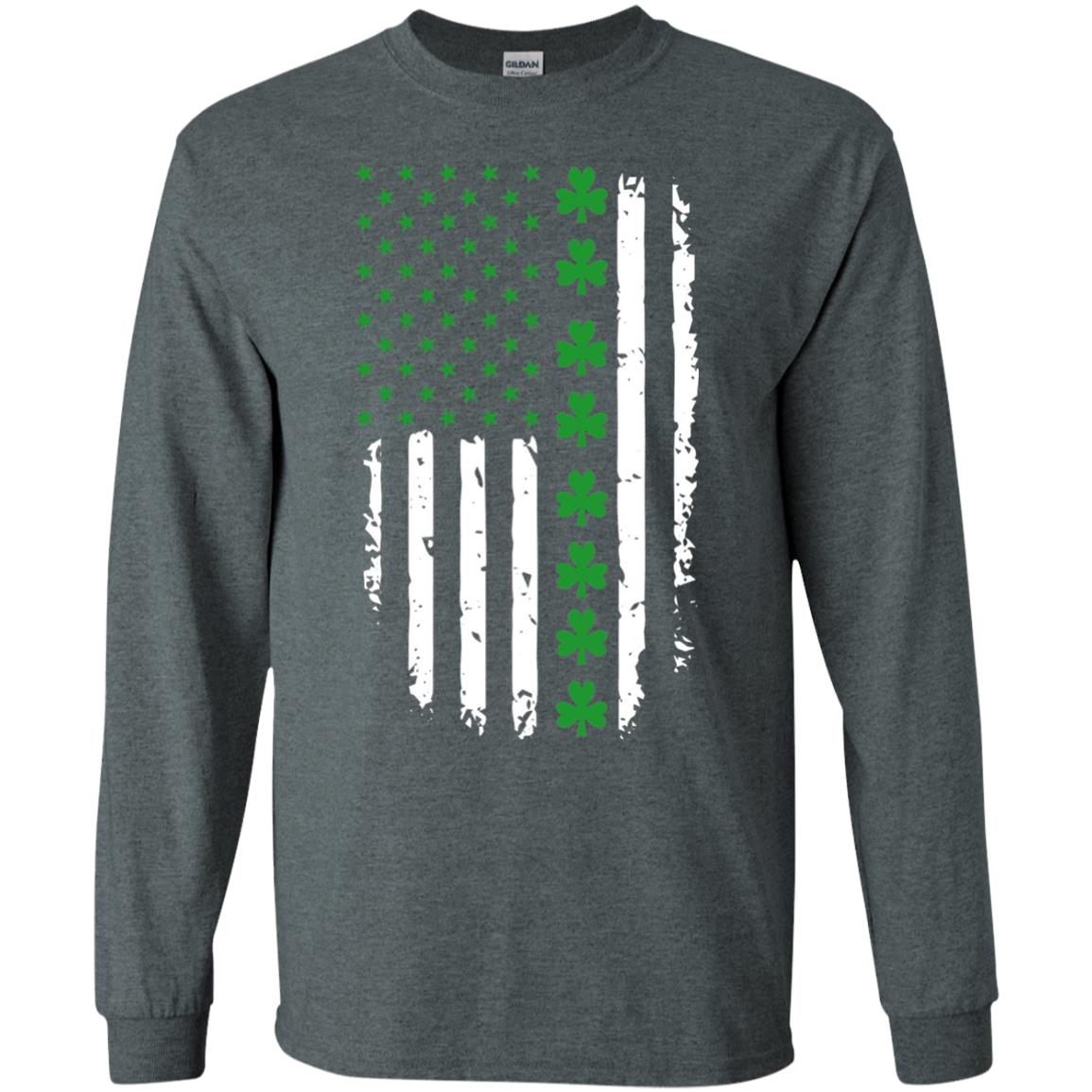 St. Patrick's Day T-shirt Irish American Flag T-shirt Dark Heather