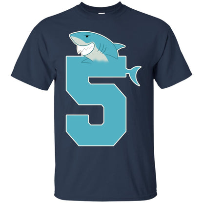 5th Birthday Shark Party Shirt Navy