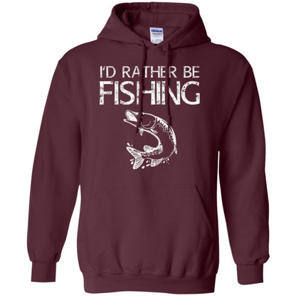 Fisherman T-shirt I'd Rather Be Fishing Maroon