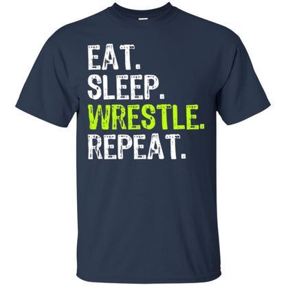 Wrestling T-shirt Eat Sleep Wrestle Repeat Navy