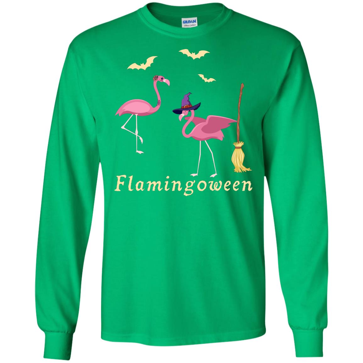 Flamingoween Flamingo Wicth Ride Stick Funny Quote On Haloween Gift Shirt Irish Green