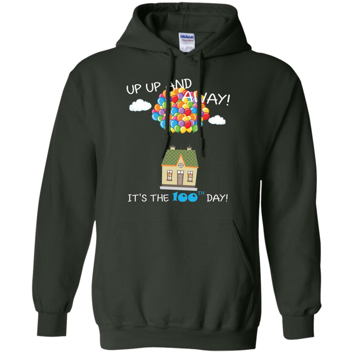 Kindgarten Teacher T-shirt Balloon One Hundred Days Of School Forest Green