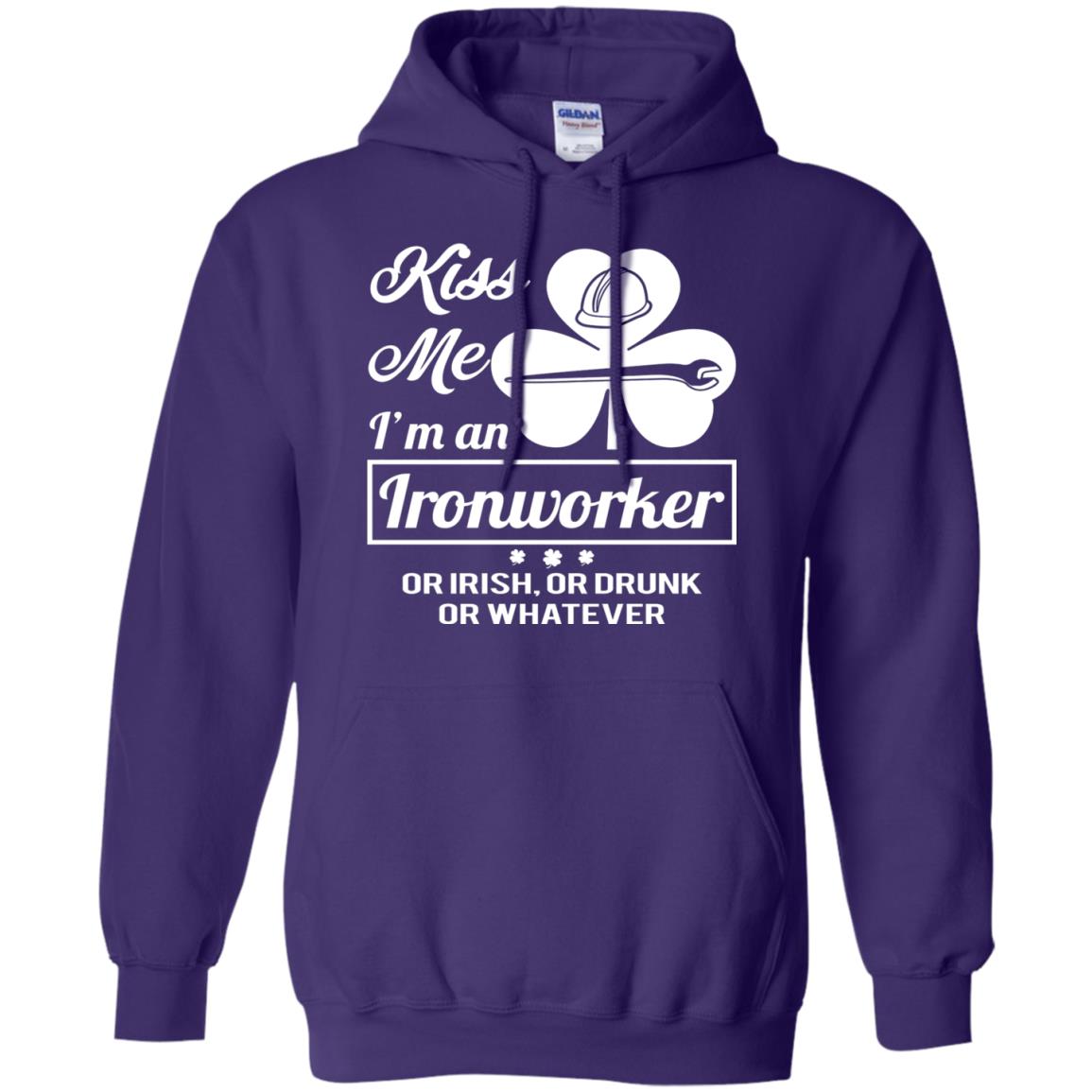 Funny St Patricks Day Shirt Kiss Me I Am An Ironworker Purple