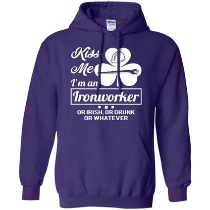 Funny St Patricks Day Shirt Kiss Me I Am An Ironworker Purple