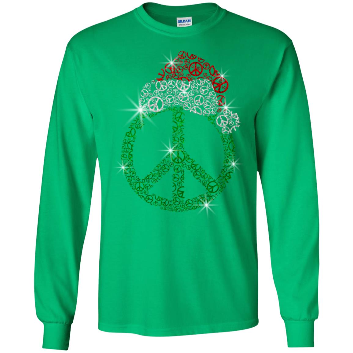 Peace Sign With Santa Ha Christmas Idea Gift Shirt Irish Green