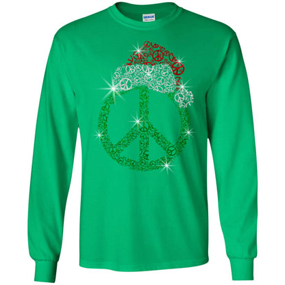 Peace Sign With Santa Ha Christmas Idea Gift Shirt Irish Green