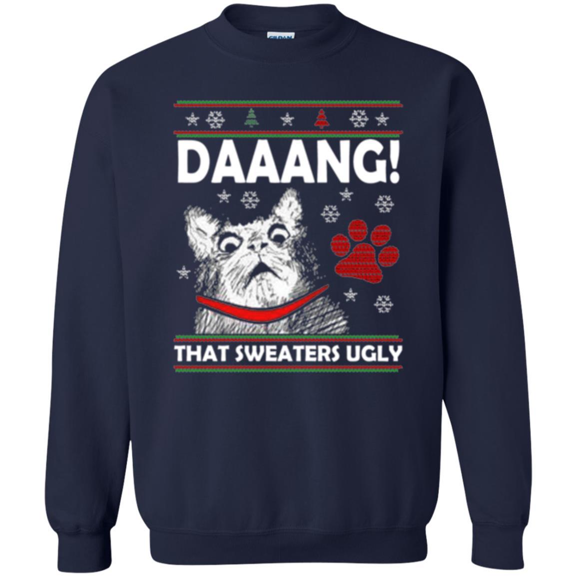 Christmas Cat T-shirt Daaang That Sweaters Ugly Navy