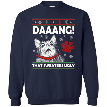 Christmas Cat T-shirt Daaang That Sweaters Ugly Navy