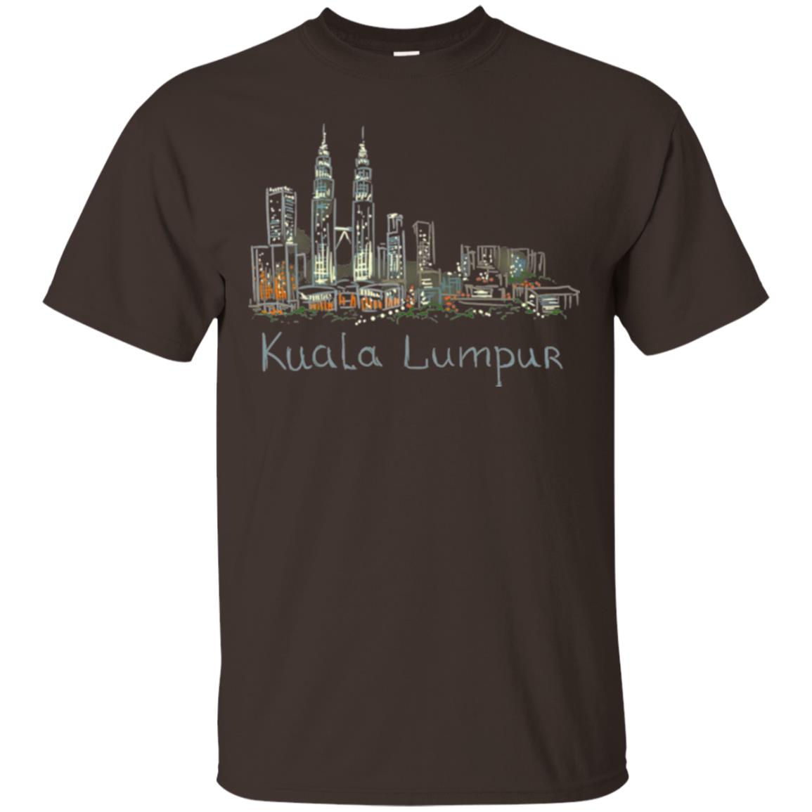 Kuala Lumpur Kl Panorama At Night T-shirt Dark Chocolate