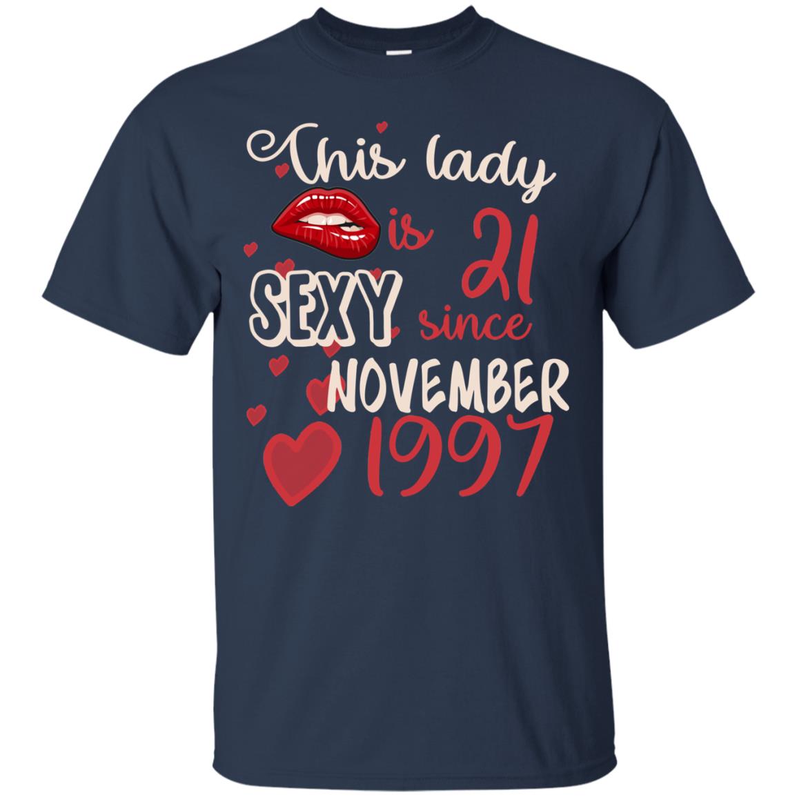 This Lady Is 21 Sexy Since November 1997 21st Birthday Shirt For November Womens Navy