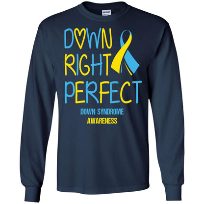 Down Right Perfect Down Syndrome Awareness T-shirt Navy