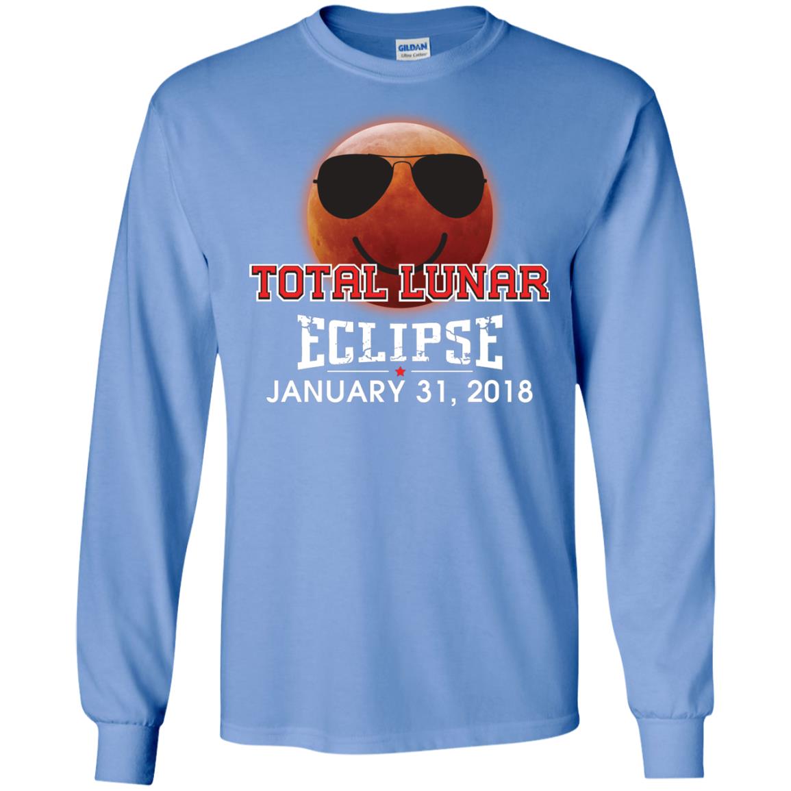 Blood Moon T-shirt Total Lunar Eclipse January 31. 2018 Carolina Blue