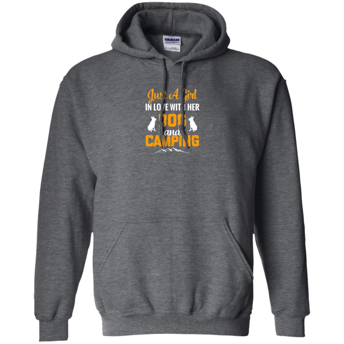 Just A Girl In Love With Her Dog And Camping Dog Lover T-shirt Dark Heather