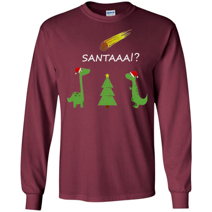 Christmas T-shirt Funny Dinosaus Santaaa Maroon