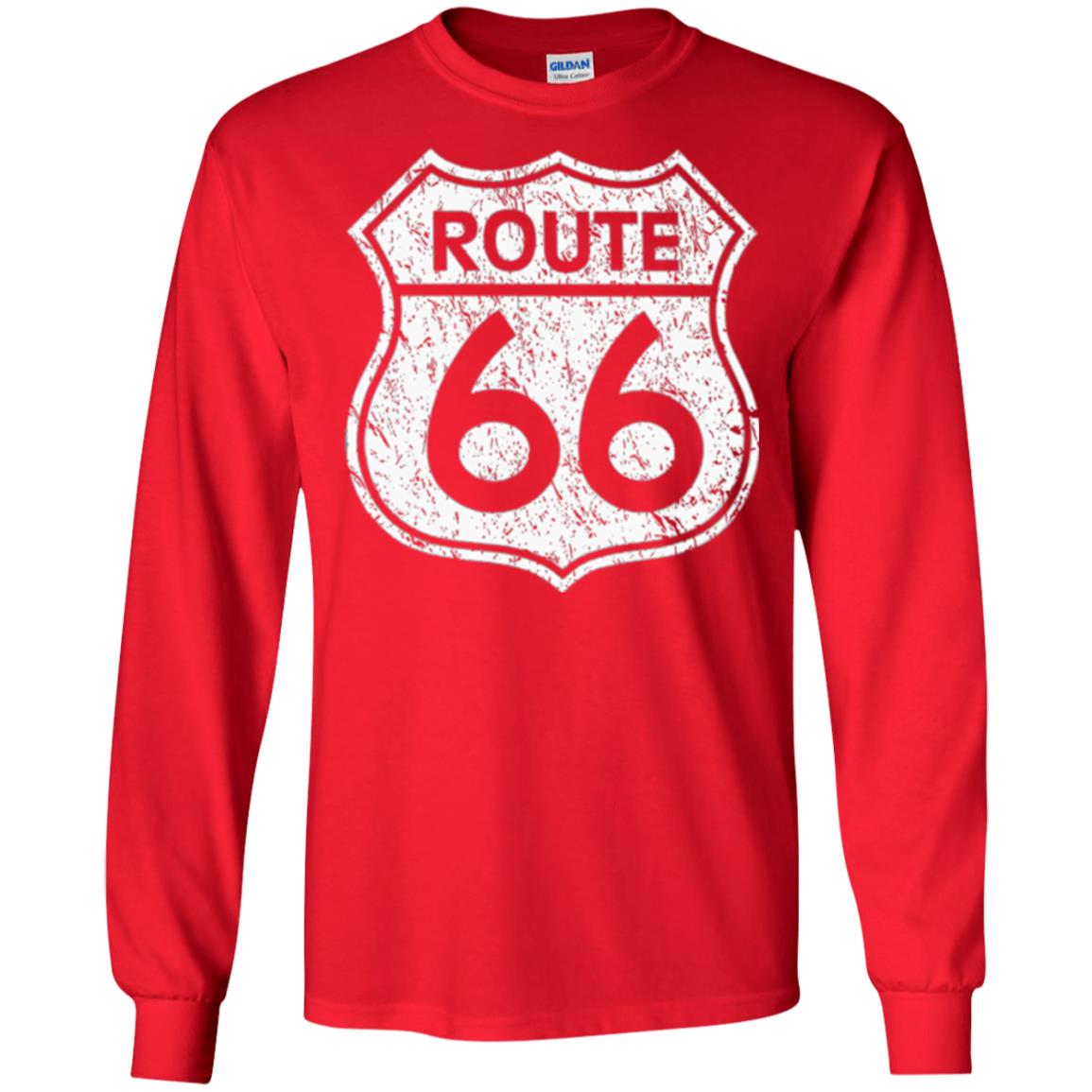 Historical Route 66 Distressed Vintage Look T-shirt Red