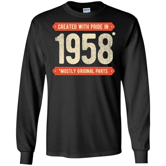 Created With Pride In 1958 Mostly Original Parts 60th Birthday T-shirt Black