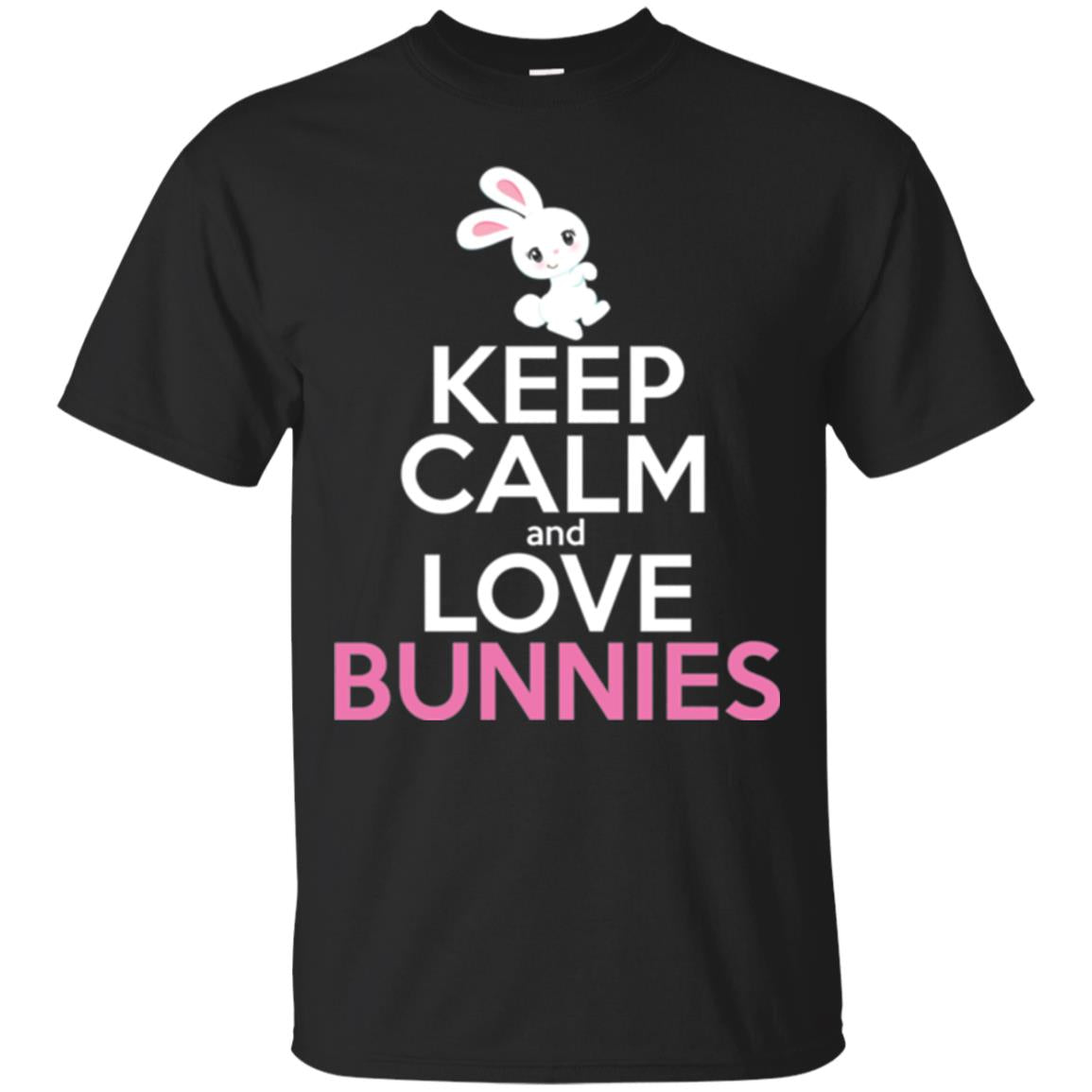 Bunny T-shirt Keep Calm And Love Bunnies Black